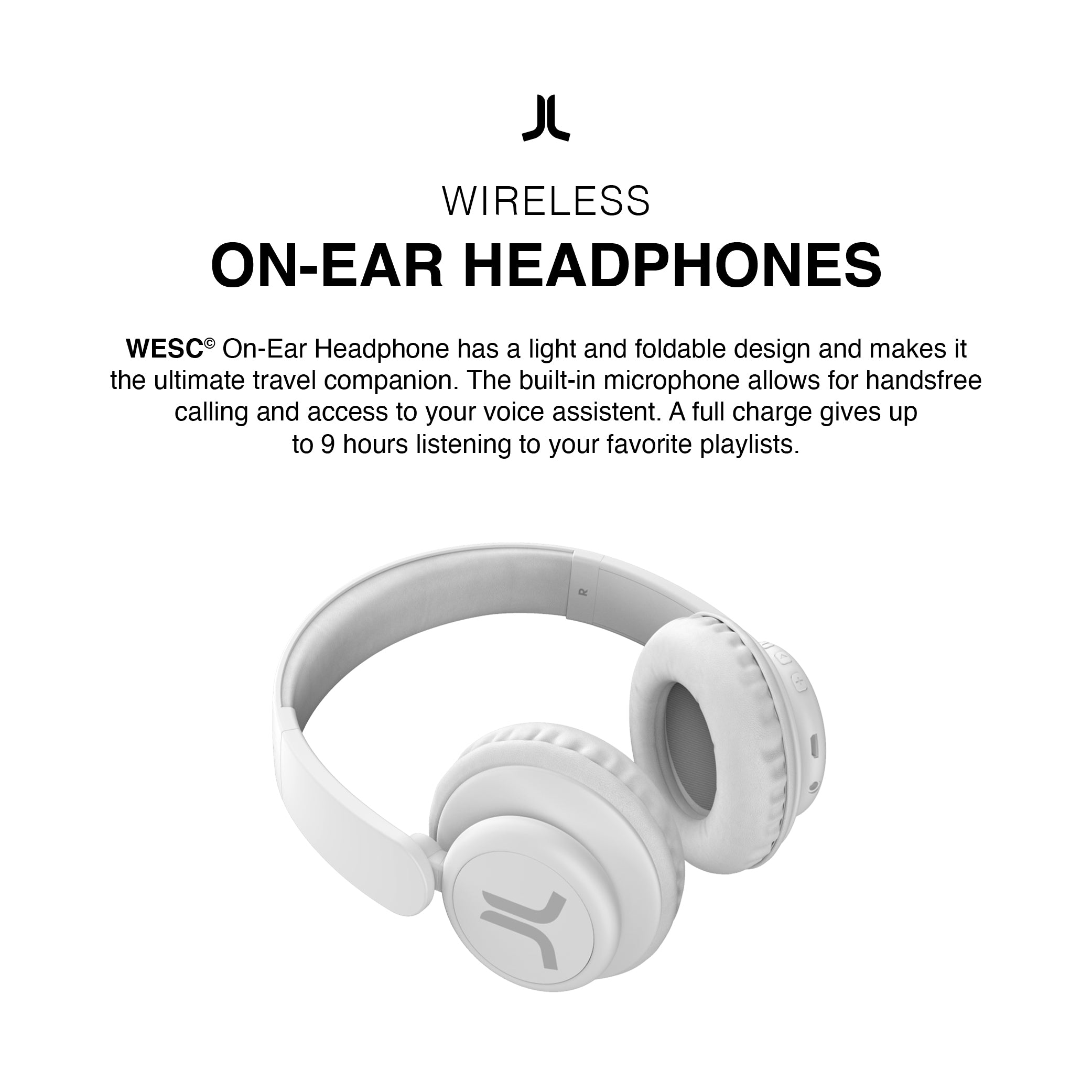 WESC Audio Wireless Bluetooth On Ear Headphones White