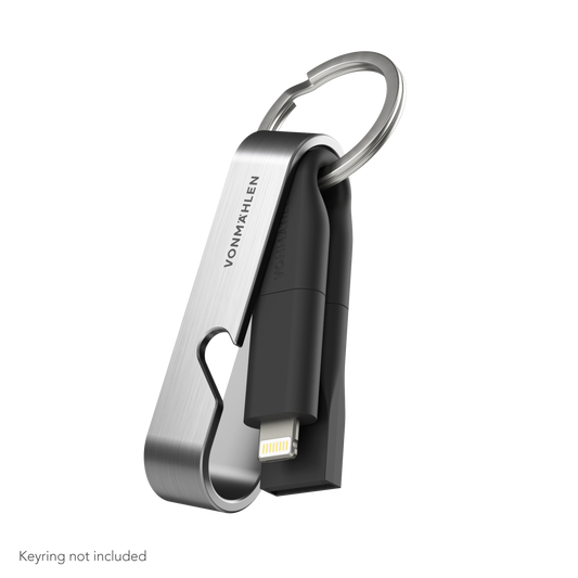 High Six - 6 In 1 Keychain Charging Cable - Black/Silver